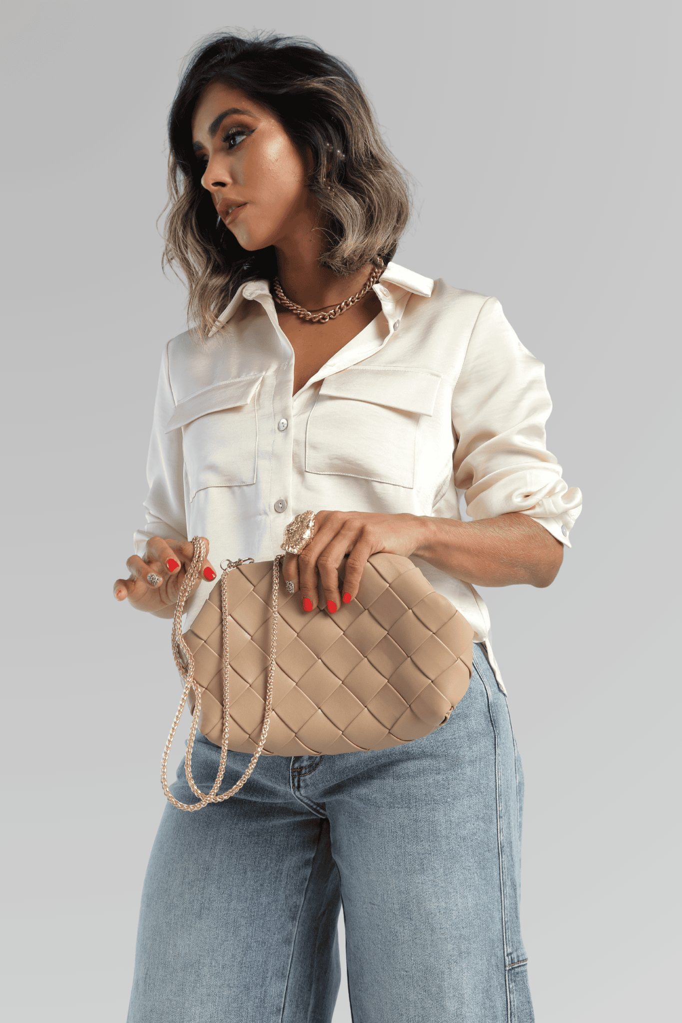 Blusa Blanca Satinada