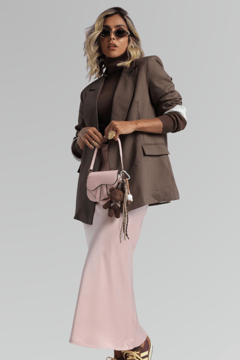 Falda Satinada Rosa Pastel - Lola Mora