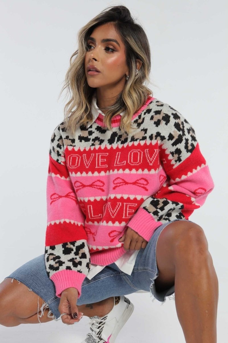 Suéter tejido Love y Animal Print - Lola Mora